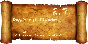 Ragányi Tivadar névjegykártya